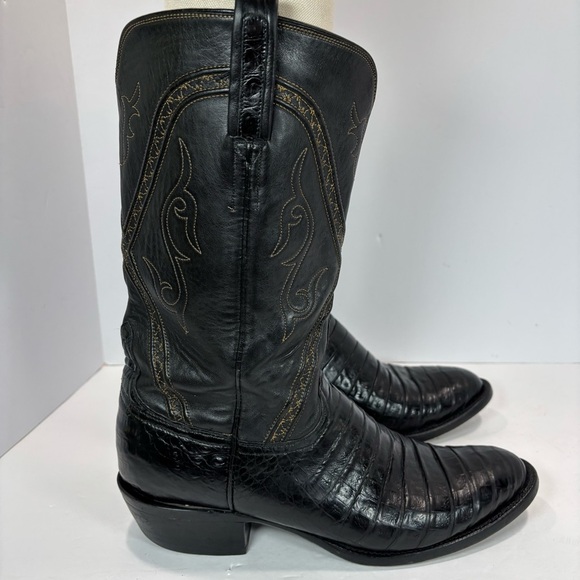 Lucchese Handmade Classic Crocodile Jones Black Embroidered Men 10.5 USA L 0311 - Picture 6 of 12
